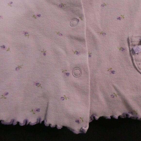 VITAMINS BABY | P2P 10 inches measured | Lilac Baby Cardigan With Floral Accents - Picture 7 of 14